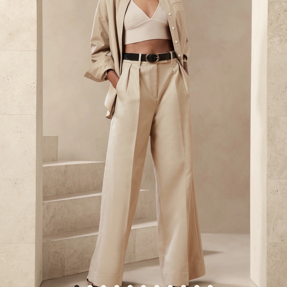 NWT! Banana Republic Oyster Pearl Cruise Wide Leg Pants - Size 6 Long